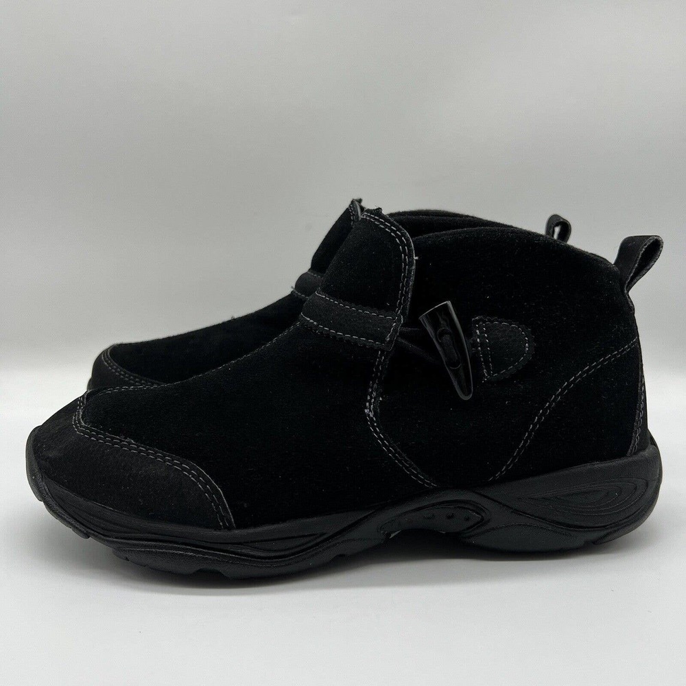 Women's Easy Spirit Explore 24 Walking Black Boots Size 6.5 Ankle Shoes